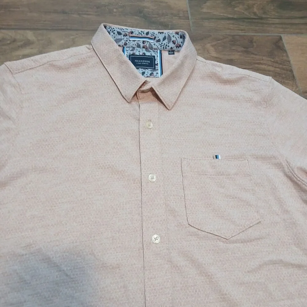 7 Diamonds 4-Way Stretch Shirt Mens Large Pink Jacquard Stretch Hybrid Textured_2